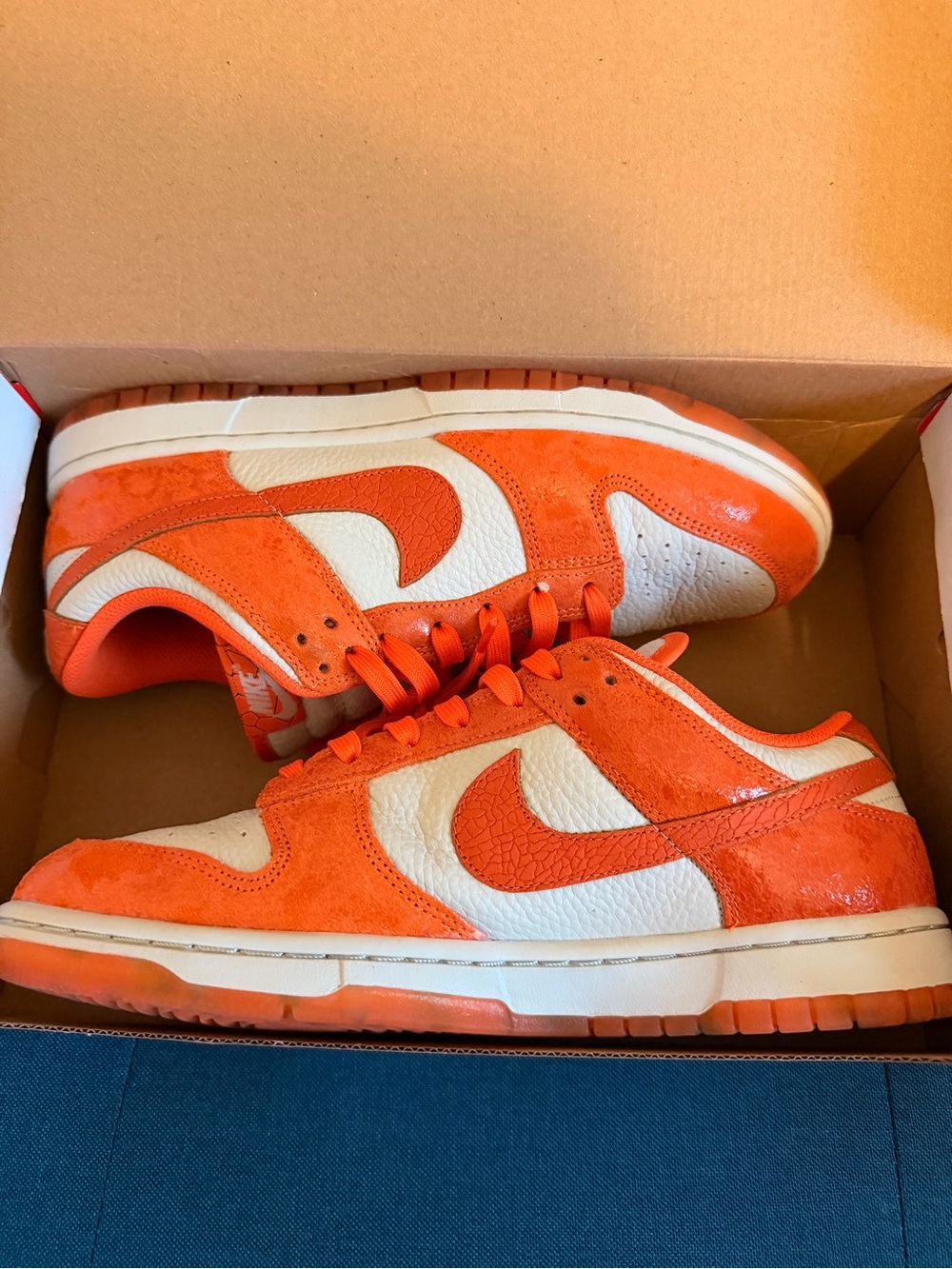 Women’s Orange and White Nike Dunk Sneakers